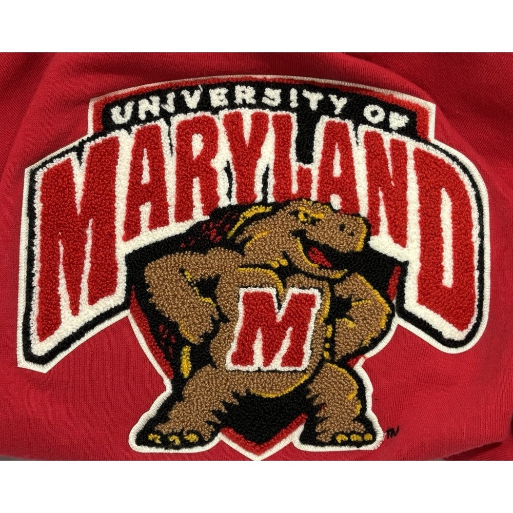 Terrapins Vintage Sweatshirt Maryland‎ Medium Hooded Hoodie Giant Felt Patch Red